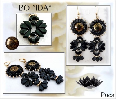 Pattern Puca Earring Ida uses Tinos Amos Arcos Cabochon Foc with bead purchase
